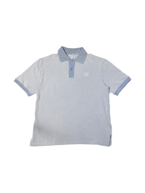 Loewe Loewe Logo Embroidered Cotton Pique Polo Shirts Sky Blue