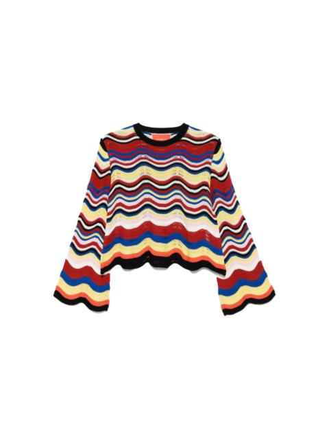 La DoubleJ wave-pattern bell-sleeve sweater