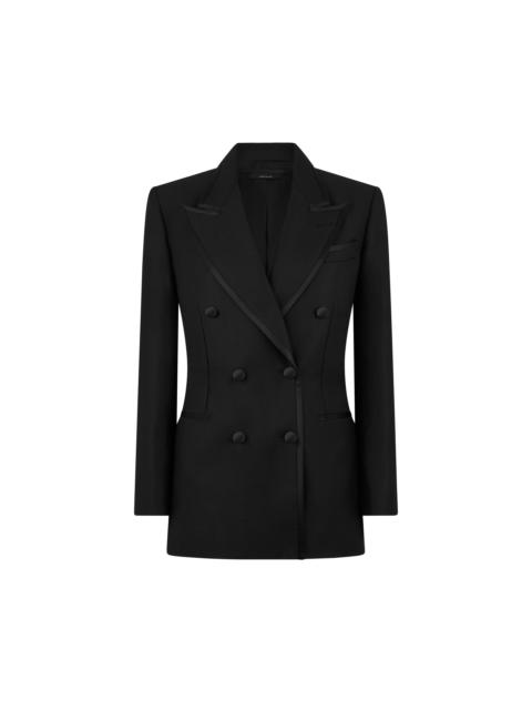 TOM FORD SILK AND MOHAIR BLEND "WALLIS"  DOUBLE BREASTED TUXEDO JACKET