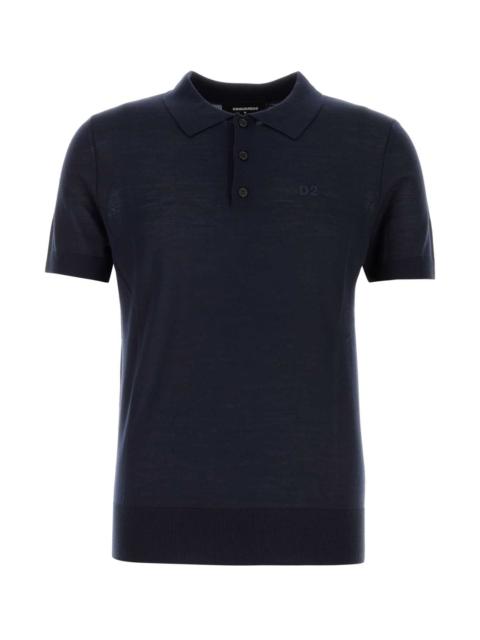 DSQUARED2 Dsquared Men Dark Blue Wool Polo Shirt