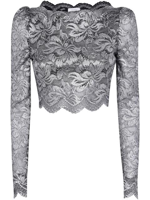 rabanne Cropped Long Sleeves Lace Top