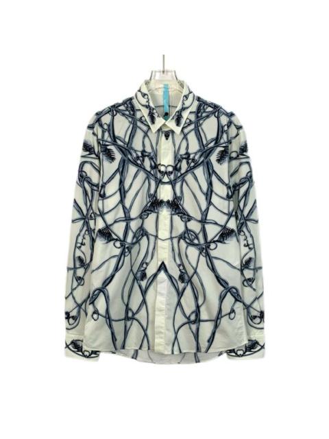 Alexander McQueen Mens Button-Up Shirt With Botanical Design Size 48 100% Cotton