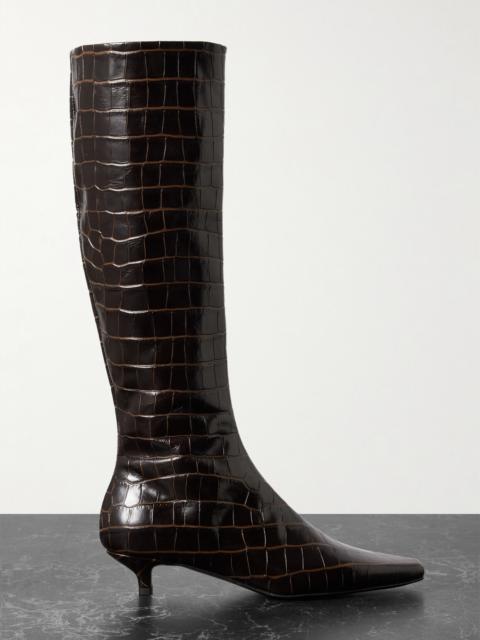 TOTEME + Net Sustain The Slim Croc-effect Leather Knee Boots
