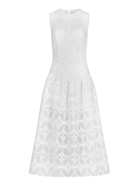 SILVIA TCHERASSI Paola Lace Cotton-Blend Midi Dress white