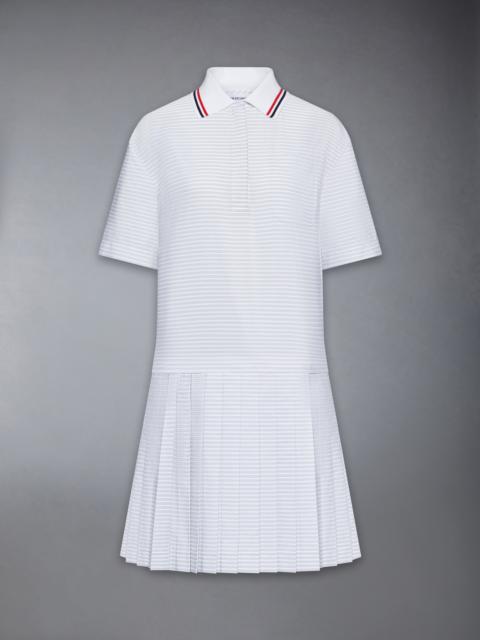 Thom Browne HAIRLINE 4-BAR PLEATED POLO MINI DRESS