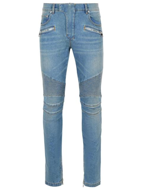 Balmain Balmain 'Biker' Blue Cotton Jeans Men