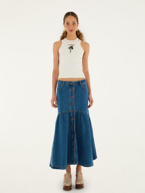 FARM RIO Panelled Denim Long Skirt