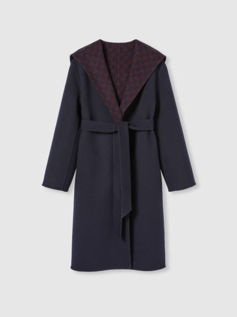 GUCCI Reversible wool silk hooded coat