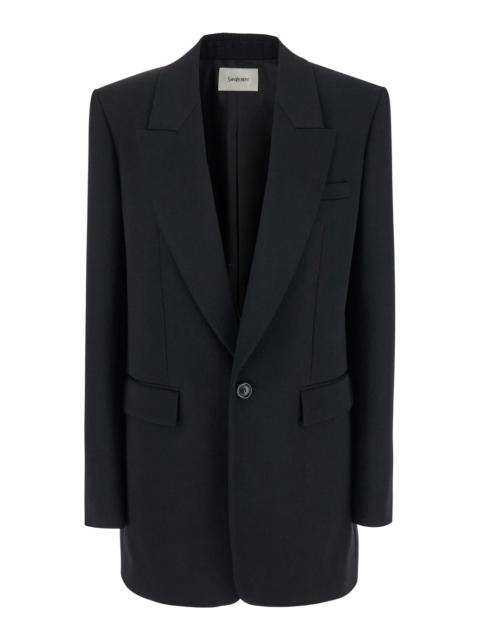 SAINT LAURENT Saint Laurent Women Black Single-Breastet Jacket With Peak Revers In Wool Woman