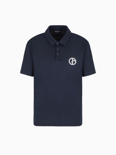 GIORGIO ARMANI Short-sleeved polo shirt in cotton interlock