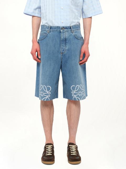 Loewe Anagram Shorts in Washed Denim