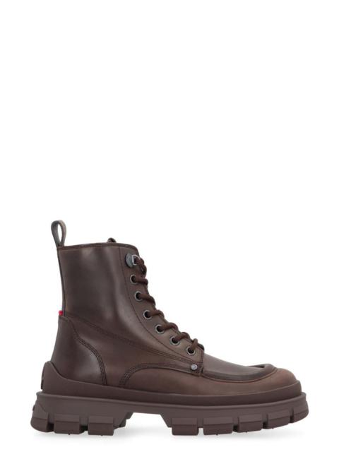 Moncler Hevea City Leather Lace-Up Boots