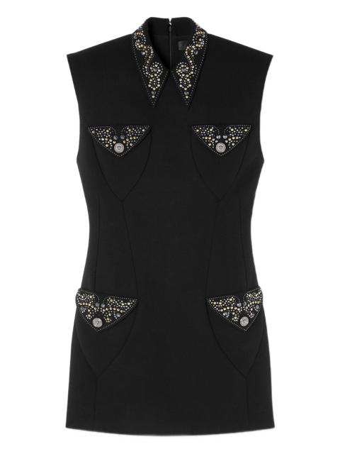 VERSACE embellished wool mini dress