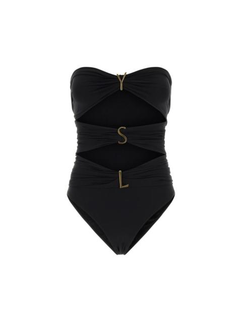 SAINT LAURENT SAINT LAURENT $2400 YSL Black Strapless Swimsuit New & Authe