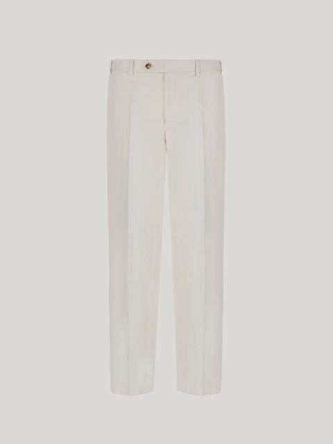 Canali WHITE LINEN AND SILK REGULAR-FIT PANTS