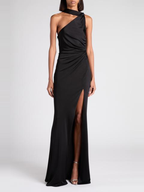 TOM FORD TOM FORD One-Shoulder Fluid Jersey Gown in Lb999 Black at Nordstrom