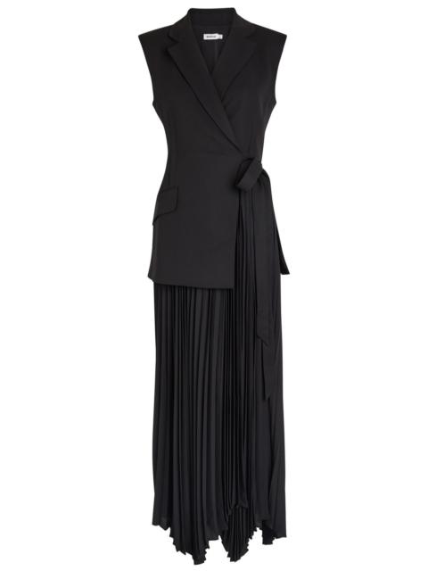 SIMKHAI Simkhai Helena Layered Crepe and Chiffon Midi Wrap Dress