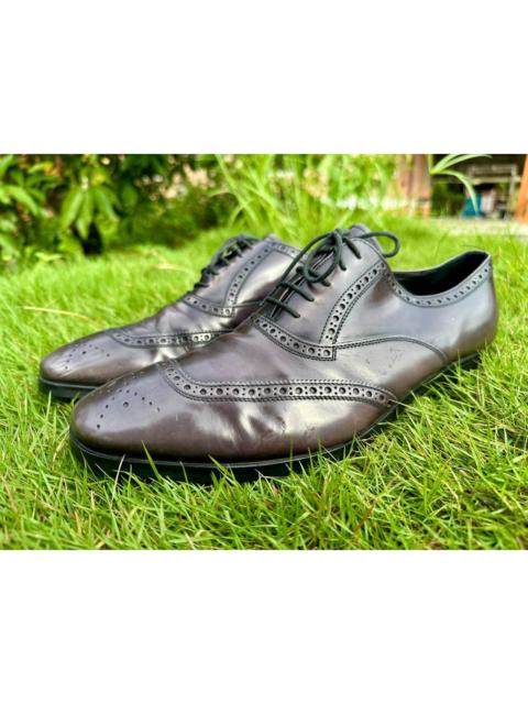 Prada Authentic Prada Derby Oxford Brushed Leather Lace Up Shoes