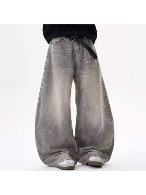Other Designers Wide Leg Baggy Jeans with Paint Splatter Detail