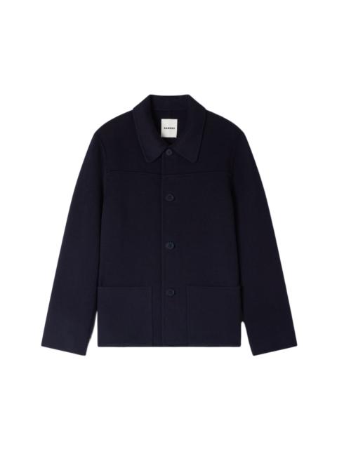 Sandro SANDRO Wool jacket with regular collar in Navy Blue at Nordstrom