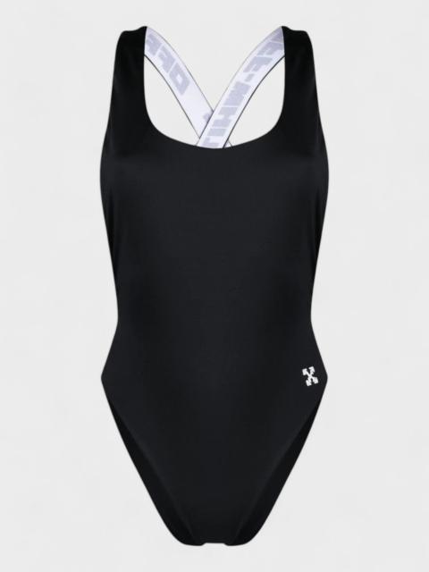 Off White Logo Band Swimsuit Black