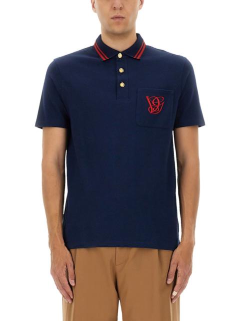 Valentino Men Polo Shirt With Vg Embroidery