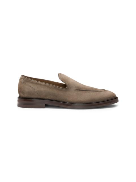 BOSS SUEDE LOAFERS WITH LEATHER PIPING