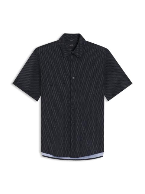 BOSS PRINTED REGULAR-FIT SHIRT IN PERFORMANCE-STRETCH JERSEY