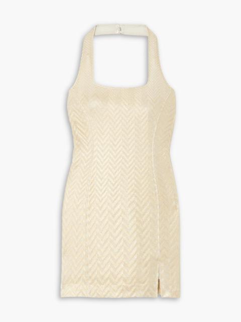 Missoni Metallic cotton-blend jacquard halterneck mini dress