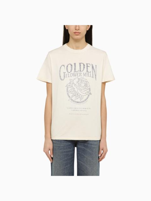 Golden Goose White Crew Neck T Shirt With Logo