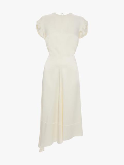 Victoria Beckham Twist Shoulder Dress In Ivory