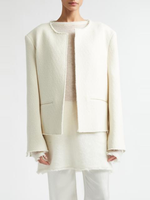 TOTEME TOTEME Open Front Wool Blend Bouclé Jacket in Ecru at Nordstrom