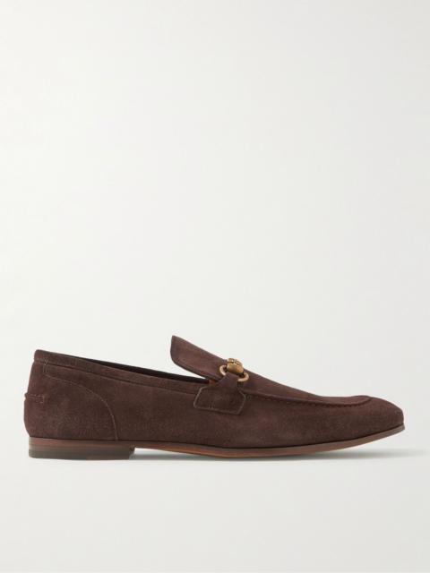 GUCCI Jordaan Horsebit Suede Loafers Dark brown