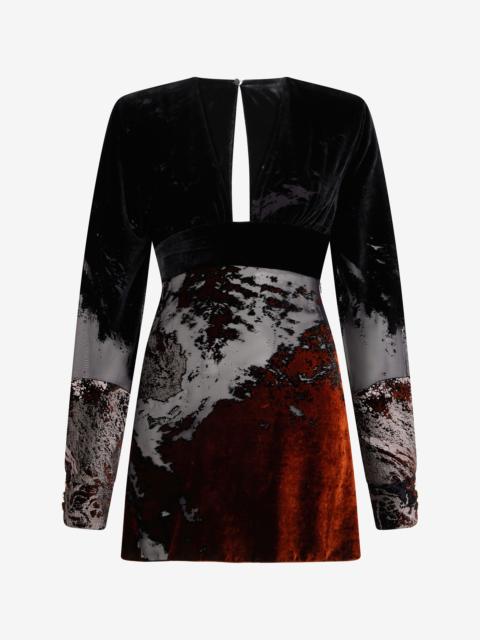 Roberto Cavalli Black Mini Dress With Marine Print