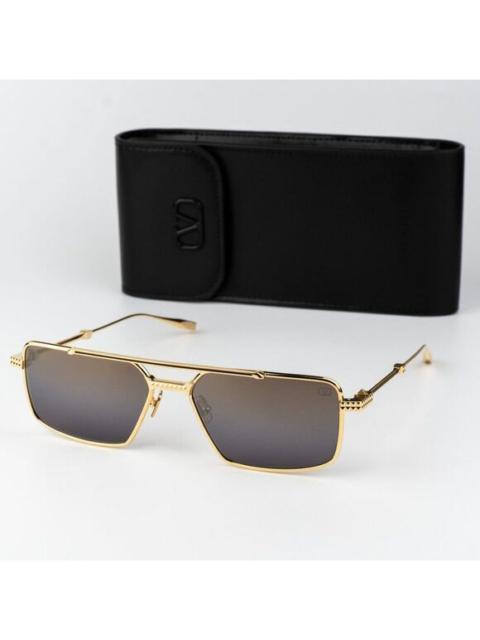 Valentino Valentino Men Sunglasses Gold Brown Gradient Mirror Pilot V-SEI VLS 111B 58