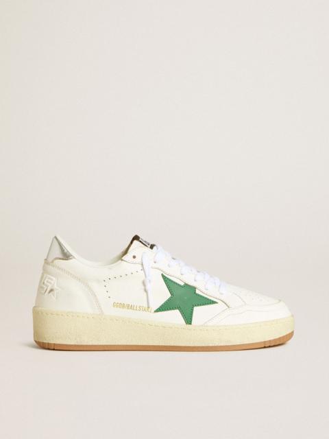 Golden Goose Women's Ball Star 2 with green leather star and metallic leather heel tab