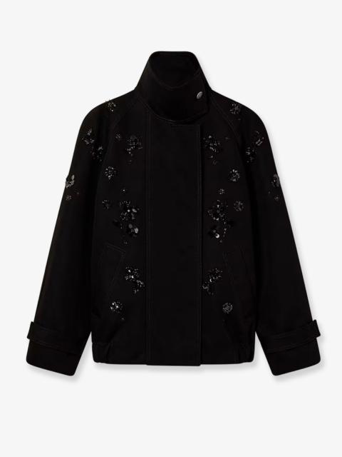 Golden Goose Golden Goose Black Denim Jacket with Floral Sequins & Crystals