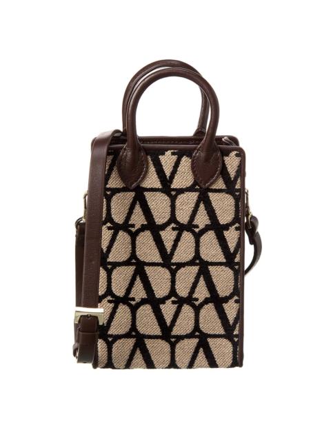 Valentino Valentino Mini Toile Iconographe Canvas & Leather Satchel