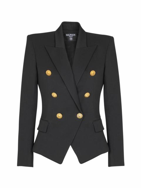 Balmain Balmain Grain de poudre 6-button fitted jacket in Black at Nordstrom