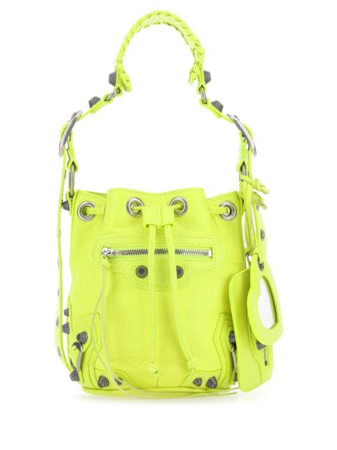 BALENCIAGA Balenciaga Women Fluo Yellow Leather Le Cagole Xs Bucket Bag