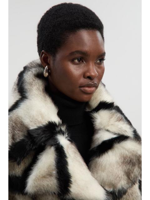 KAREN MILLEN Mono Faux Fur Belted Longline Coat