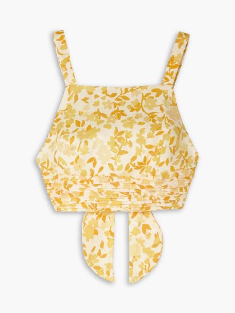 Other Designers Cropped open-back floral-print linen top