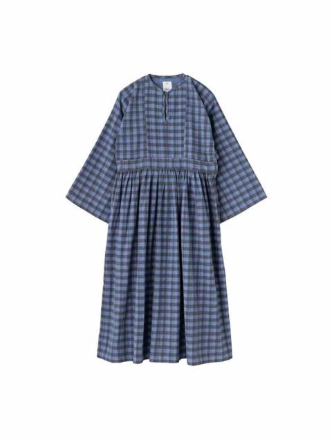 visvim HIPPIE DRESS KHADI CHECK BLUE
