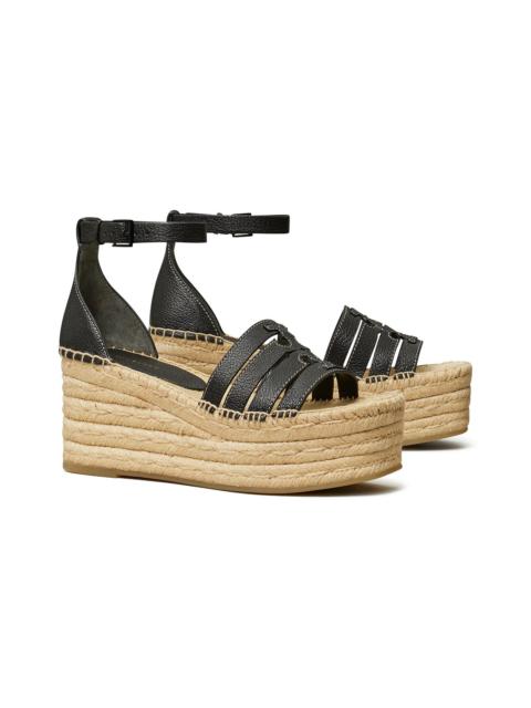 TORY BURCH Tory Burch Ines Cage Leather Wedge Espadrille