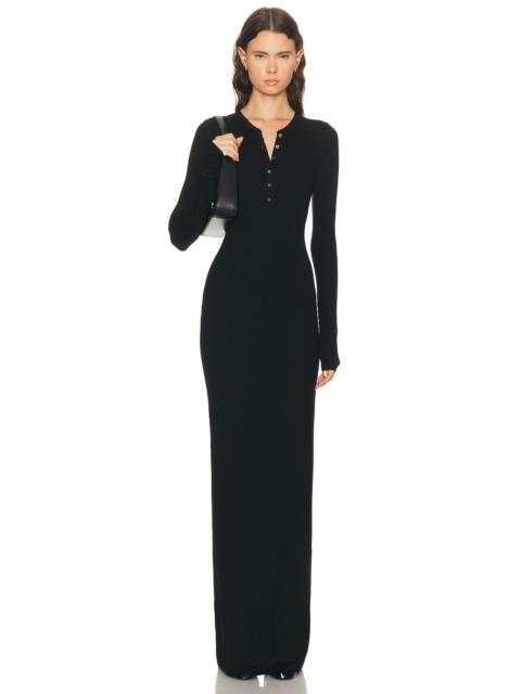 ÉTERNE Long Sleeve Henley Maxi Dress