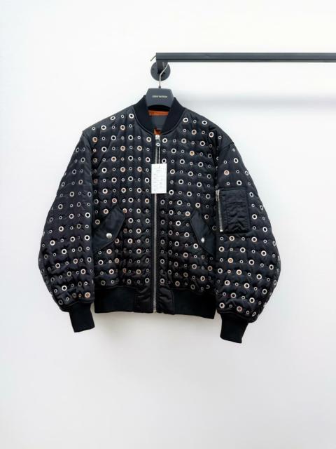 Alexander Wang Alexander Wang Leather Trimmed Eyelet Embellished Bomber Jacket 