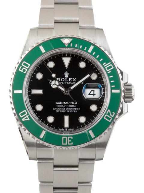 ROLEX Pre-Owned Green Bezel Rolex Submariner Ref 126610LV Stainless Steel Starbucks