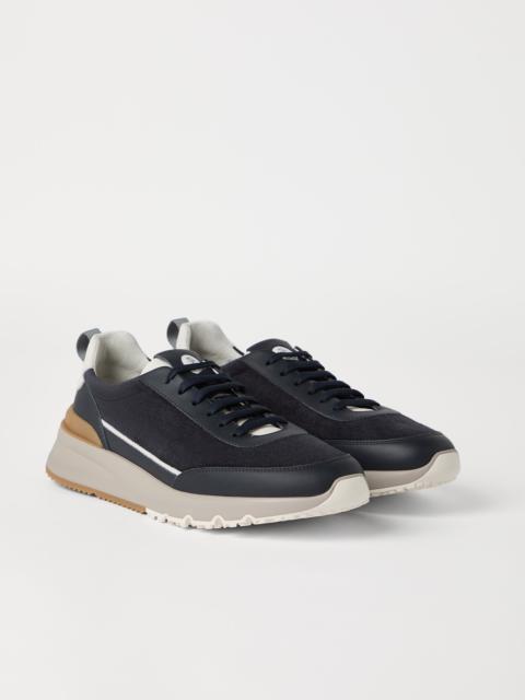 Brunello Cucinelli Washed suede and semi-polished calfskin runners