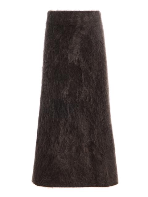 LISA YANG Asta Brushed Cashmere Midi Skirt brown