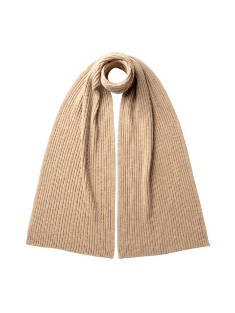 Johnstons of Elgin Cable & Rib Natural Cashmere Scarf